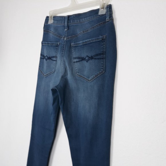 MUDD Jeans Juniors Size 5 FLX Stretch High Rise Jean Legging Distressed Denim - Picture 4 of 10